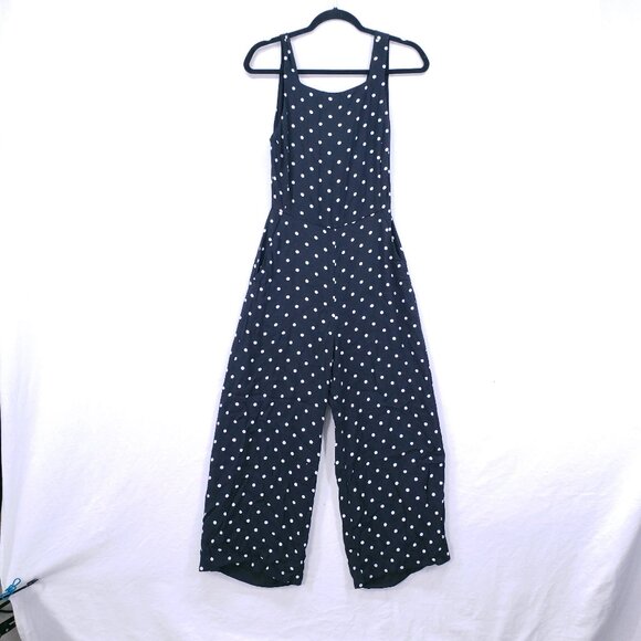 Aritzia Wilfred Écoulement Black White Polka Dot Preppy Jumpsuit Wide Leg Size 4 - Picture 1 of 16